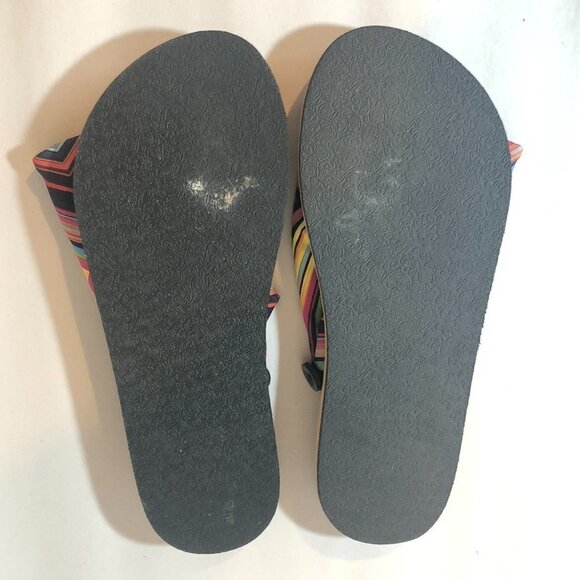 CHULA Sandals Women's Size US7 Pink Green Multicolor Mexican Striped Fabric - Picture 6 of 11